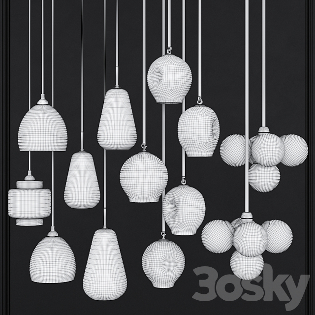 Pendant lights set 016 3d