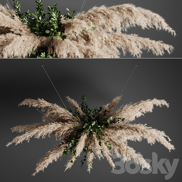 Pampas grass chandelier 01 3d
