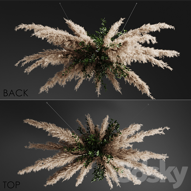 Pampas grass chandelier 01 3dsky