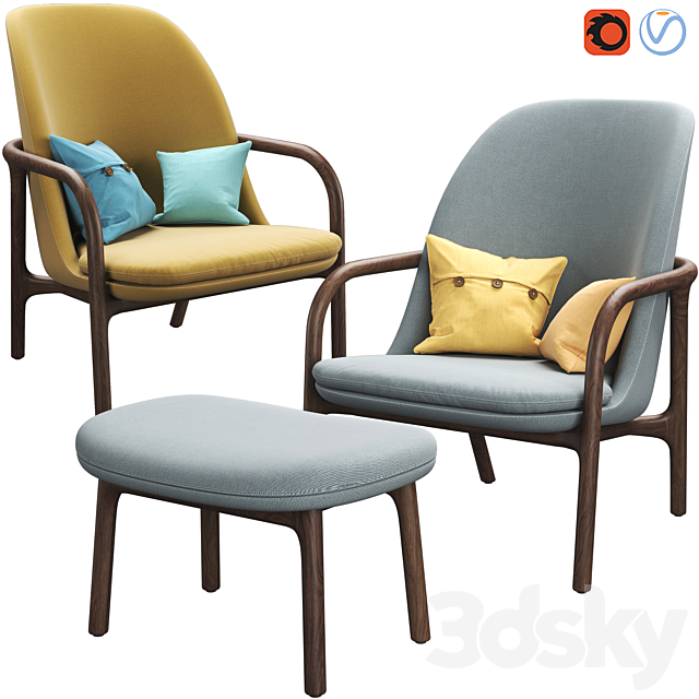 Neva Easy Chair High-Back By Artisan 3DSMax File - thumbnail 1