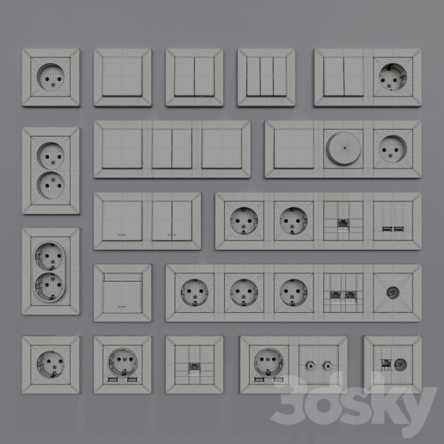 Sockets and switches Schneider Electric Atlas Design 3dsky