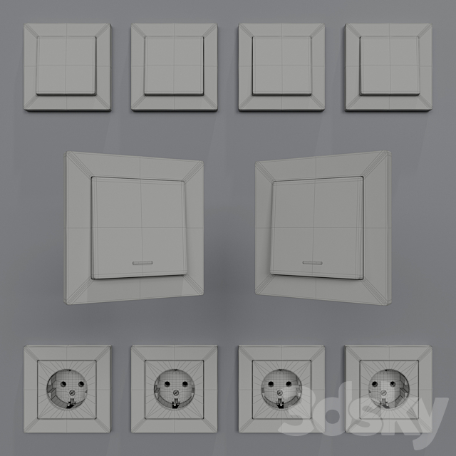 Sockets and switches Schneider Electric Atlas Design 3dskyfree