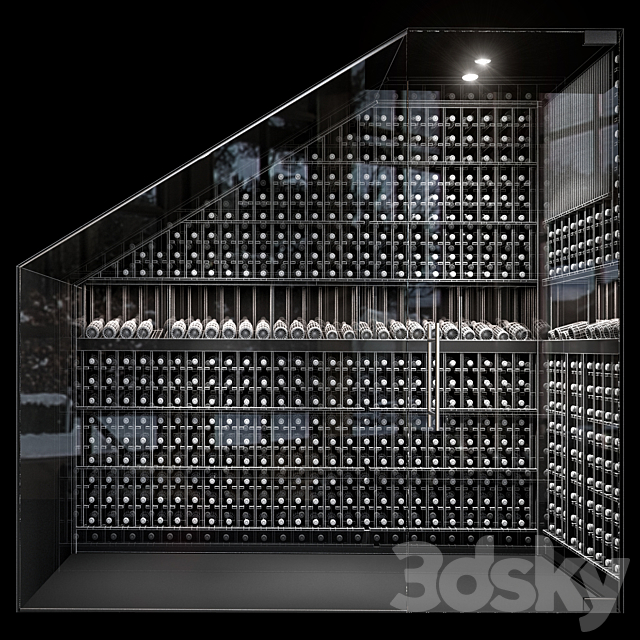 Staircase wine cabinet 3d