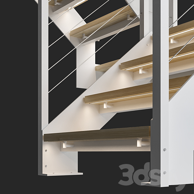 Staircase Loft White 3d
