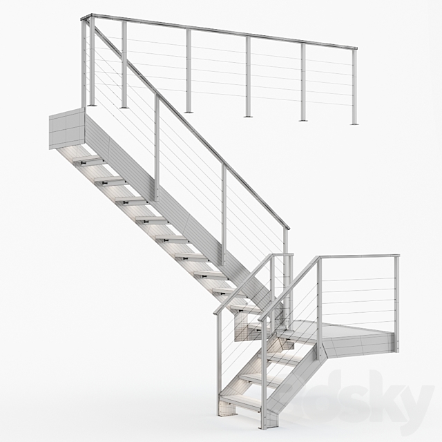 Staircase Loft White 3dsky