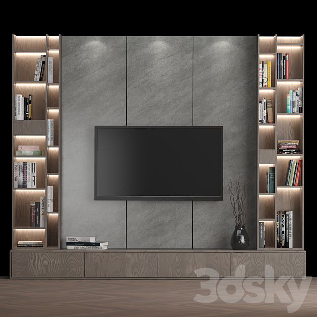 tv wall 3DSMax File - thumbnail 1