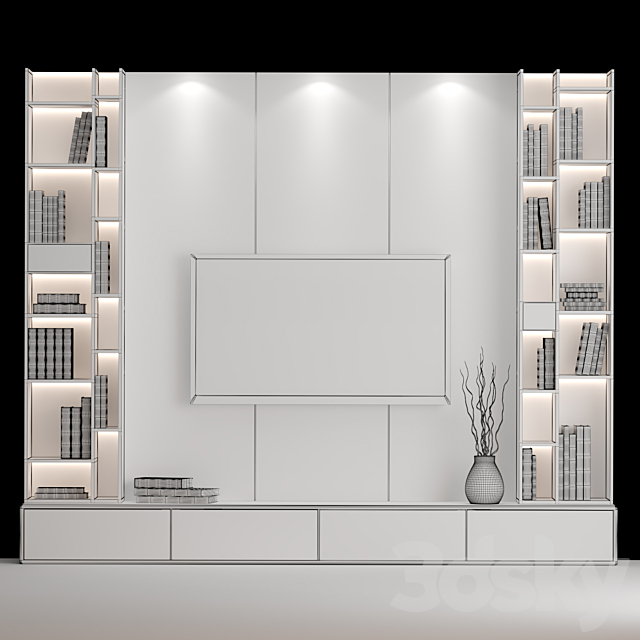 tv wall 3DSMax File - thumbnail 3