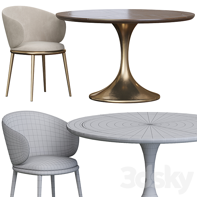 Mun Chair and Fashionable Dining 3DSMax File - thumbnail 4