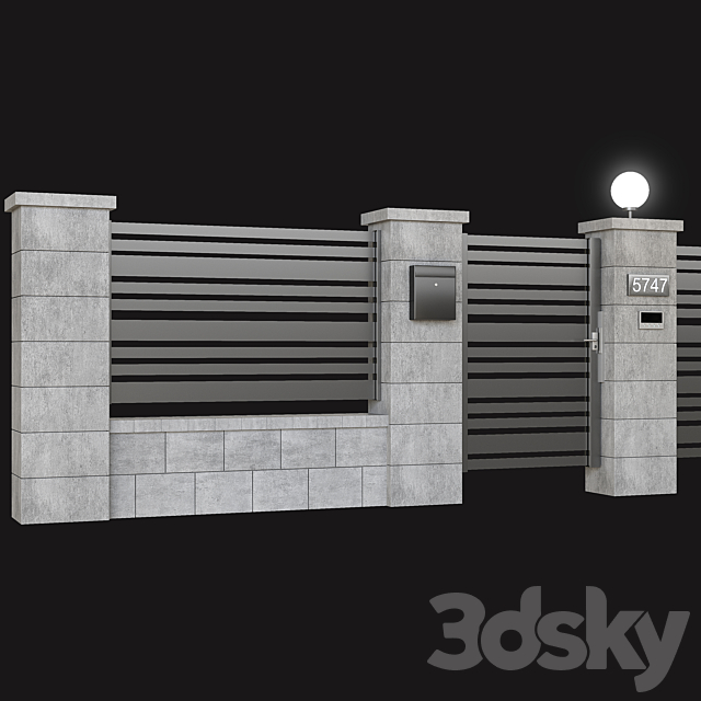 Fence with gate and intercom 3DSMax File - thumbnail 3