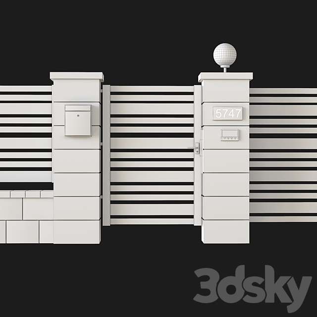 Fence with gate and intercom 3DSMax File - thumbnail 5