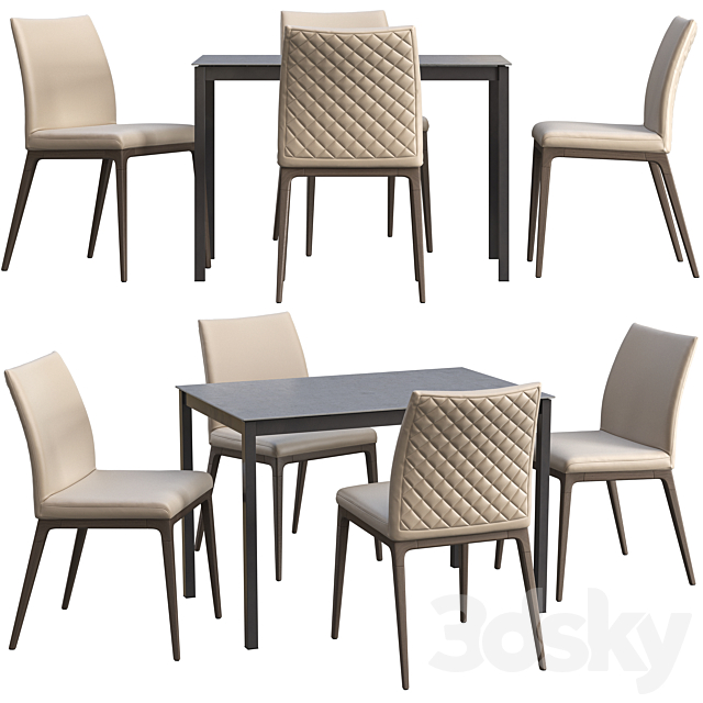 Dining table Connubia Snap + chair Romatti Soprano 3d