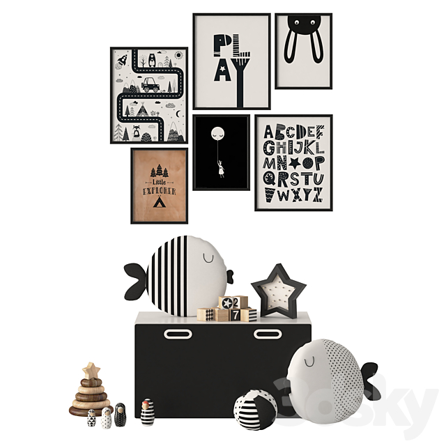 Black and white decor in the nursery Ikea Stuva 3DSMax File - thumbnail 1