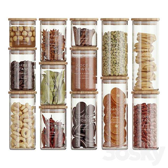 Minimalist Food Jars 3d