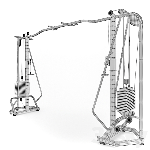 Gym Equipment – Cable Cross Over 3DSMax File - thumbnail 3