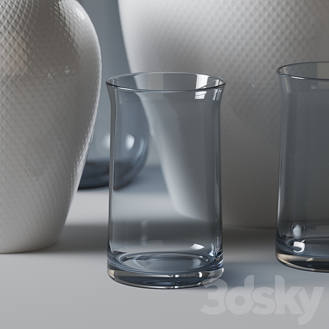 Porcelan and glass vases Lyngby Porcelæn 3DSMax File - thumbnail 3
