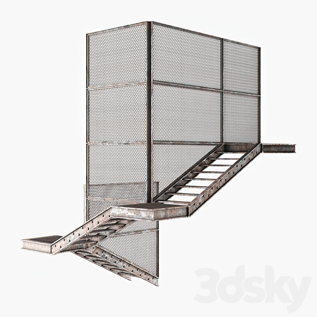 Old metal stair 3d