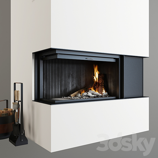 Fireplace and accessories 3dsky