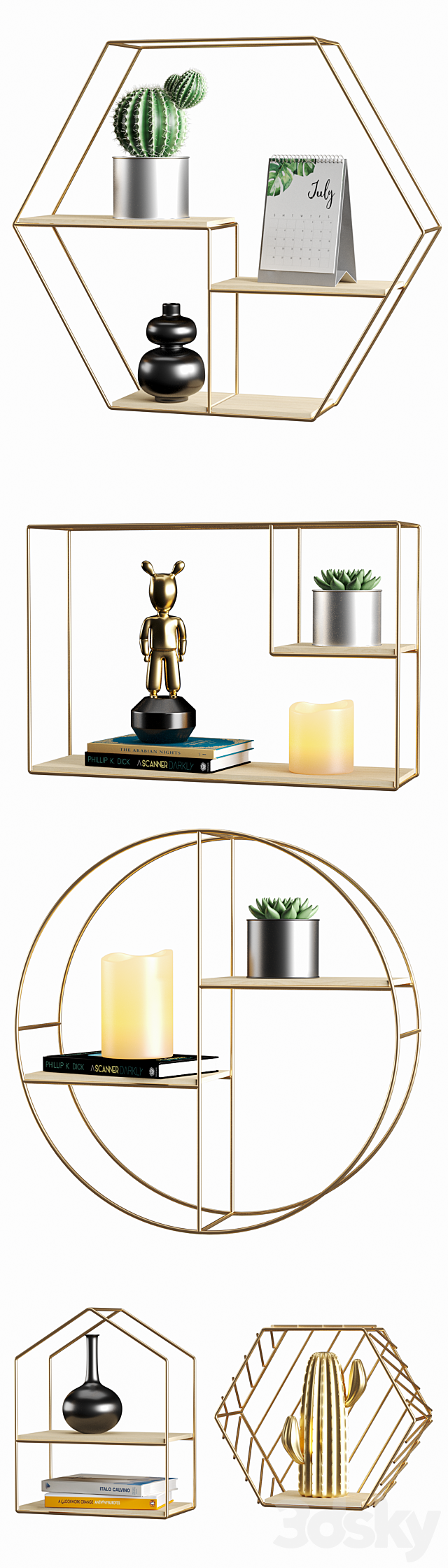 Shelves set 5 3DS Max Model - thumbnail 2