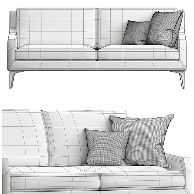 Alto 3 Seater Sofa - West Elm 3d