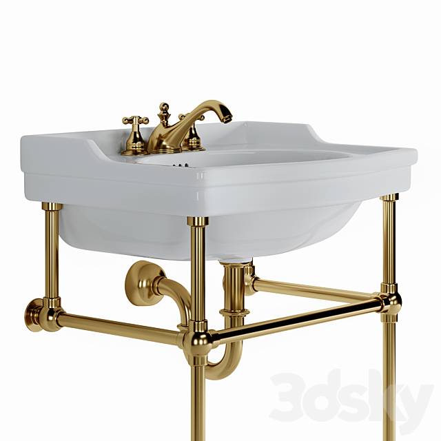 Cierra console sink with brass stand Wash basin 3D Models