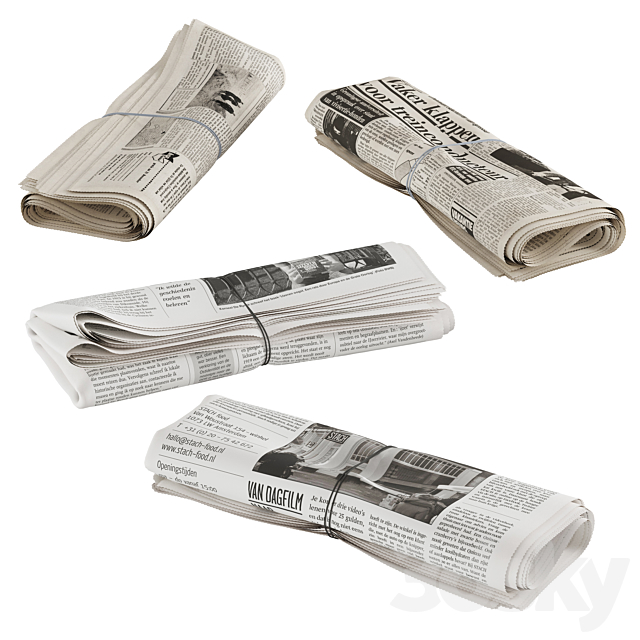 folded newspapers stack collection 3dsky