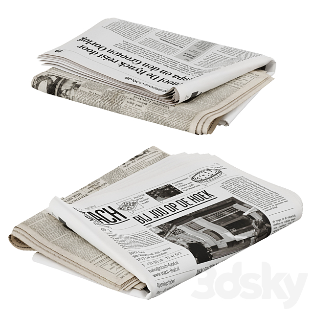 folded newspapers stack collection 3dskyfree