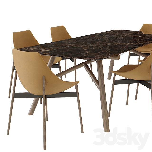 Pianca Maestro Table and Gamma Chair 3d
