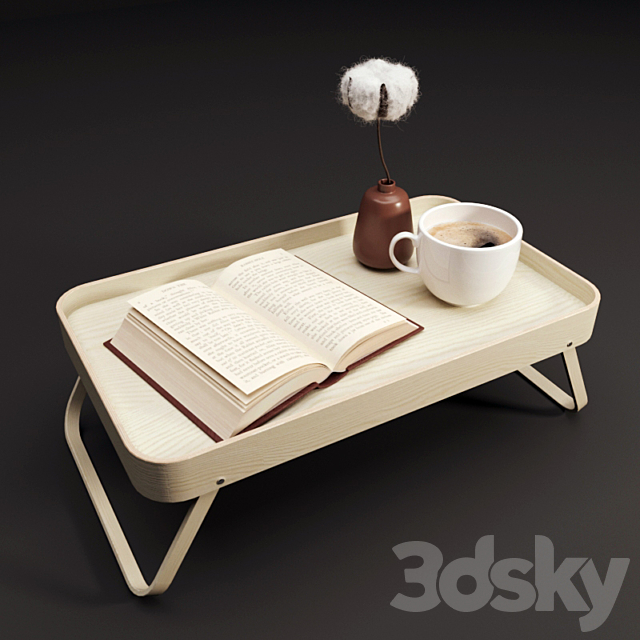 ZARA HOME folding breakfast tray with decor 3DSMax File - thumbnail 1