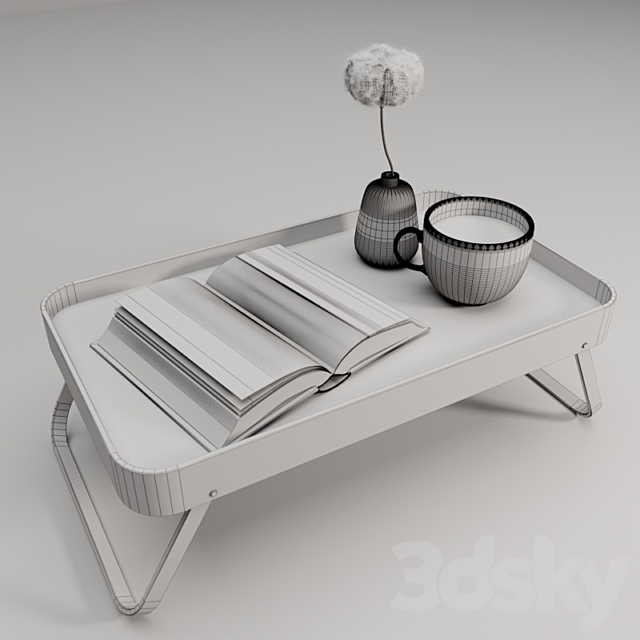 ZARA HOME folding breakfast tray with decor 3DSMax File - thumbnail 3