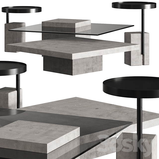 Lyon Beton Singleton & Twist Coffee Tables 3DSMax File - thumbnail 1