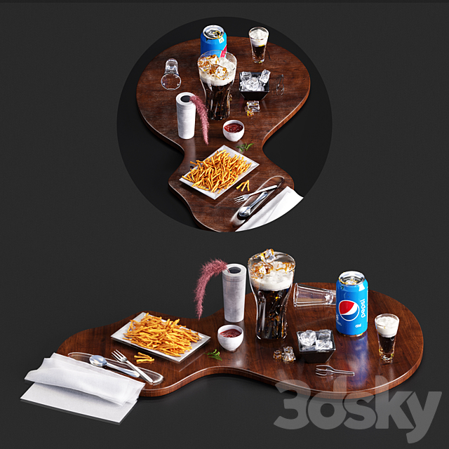 Pepsi set with french fries 3DSMax File - thumbnail 2