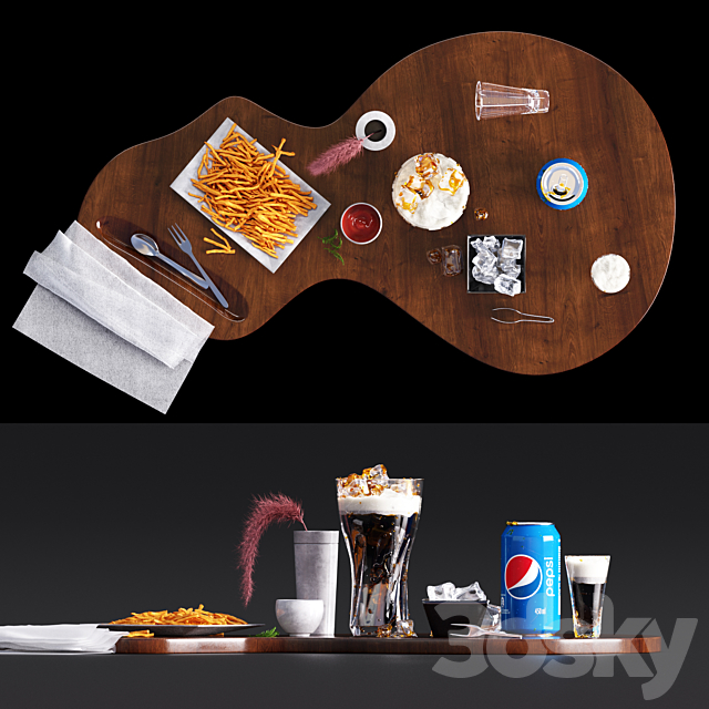 Pepsi set with french fries 3DSMax File - thumbnail 3