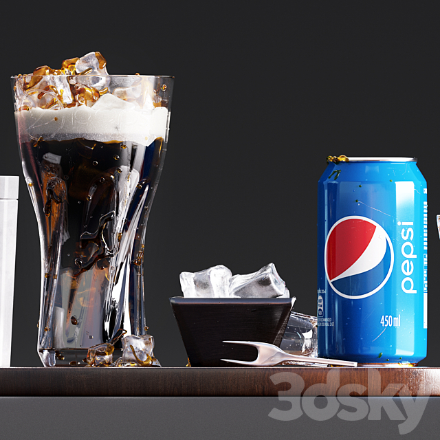 Pepsi set with french fries 3DSMax File - thumbnail 1