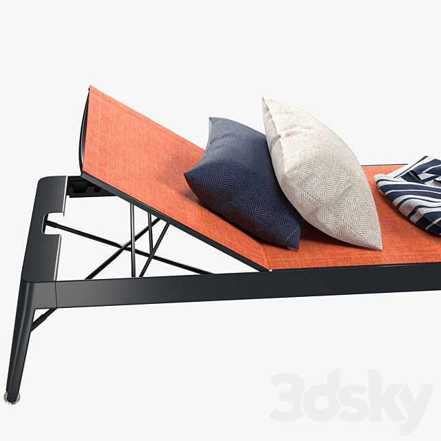 Tolix Azur Sun Lounger + Side Table 3d