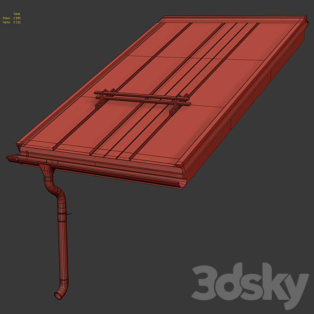 Folded roof RUUKKI Classic and gutter system 3DSMax File - thumbnail 5