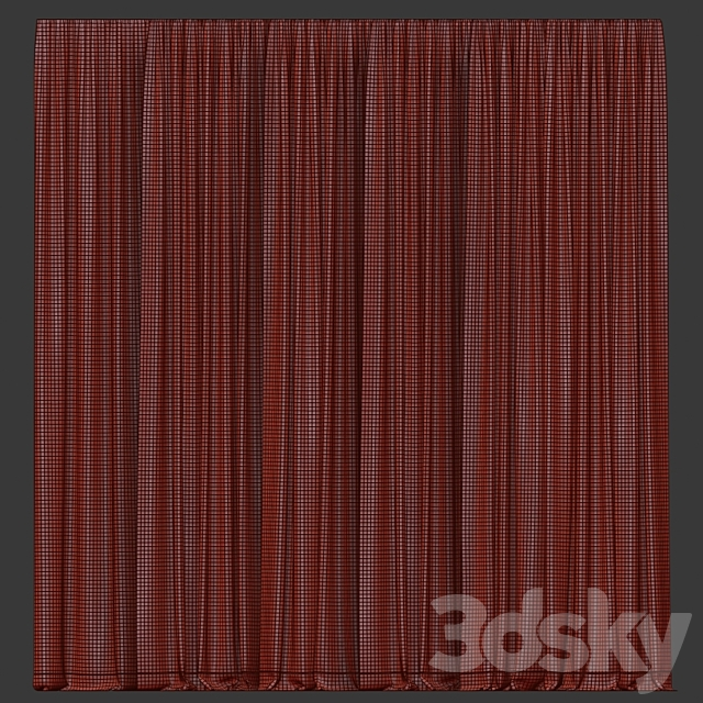 A collection of curtains with tulle. 3dsky