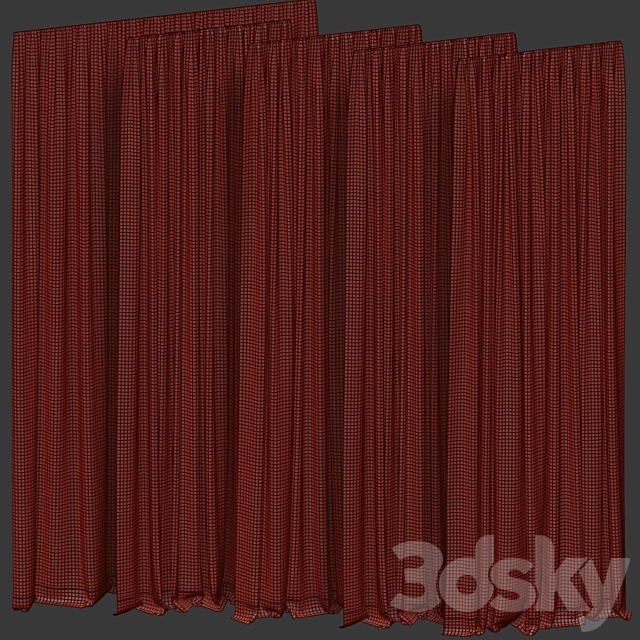 A collection of curtains with tulle. 3dskyfree