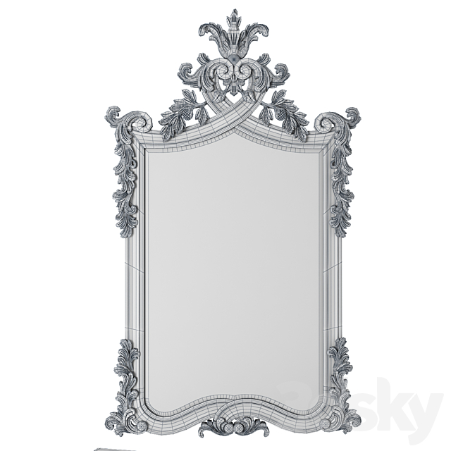French bedroom Provencal Heart Top White Mirror 3DSMax File - thumbnail 4