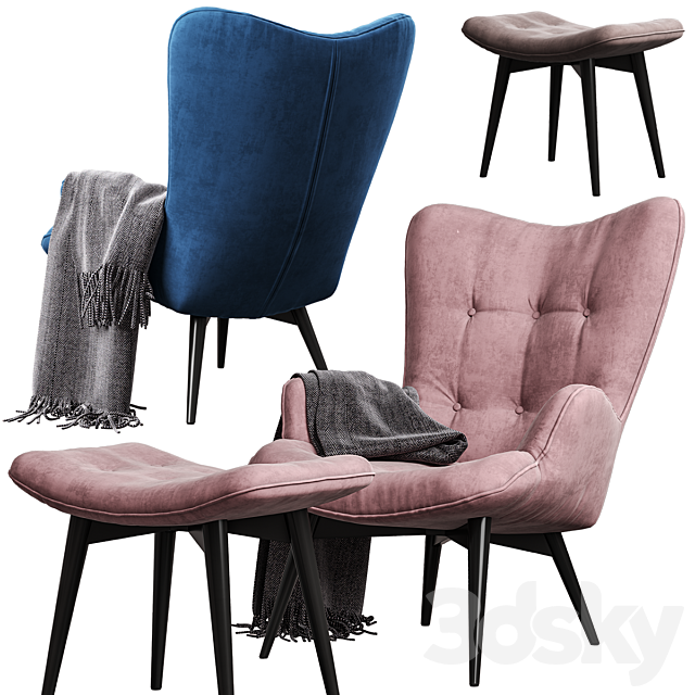KARE _ Vicky (Chair with pouf) 3DS Max Model - thumbnail 2
