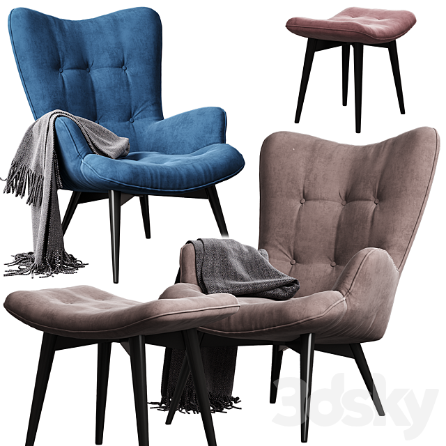 KARE _ Vicky (Chair with pouf) 3DS Max Model - thumbnail 4