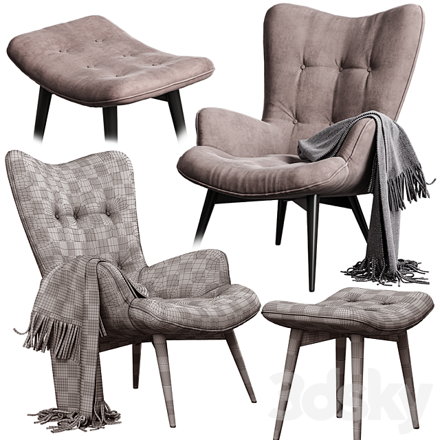 KARE _ Vicky (Chair with pouf) 3DS Max Model - thumbnail 5