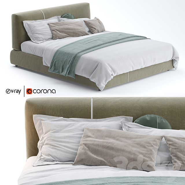 Sanders Upholstered Bed By Ditre Italia 3DSMax File - thumbnail 1