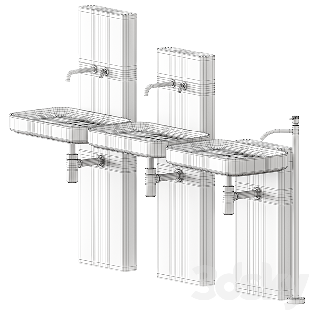 Agape Petra Pedestal Washbasin 3DS Max Model - thumbnail 4