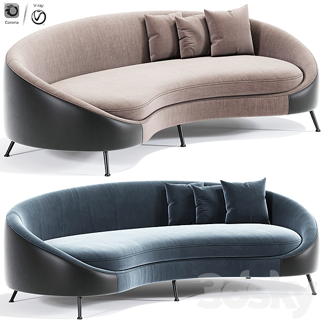 Lounge Curved Sofa 4-Seater 3DSMax File - thumbnail 1