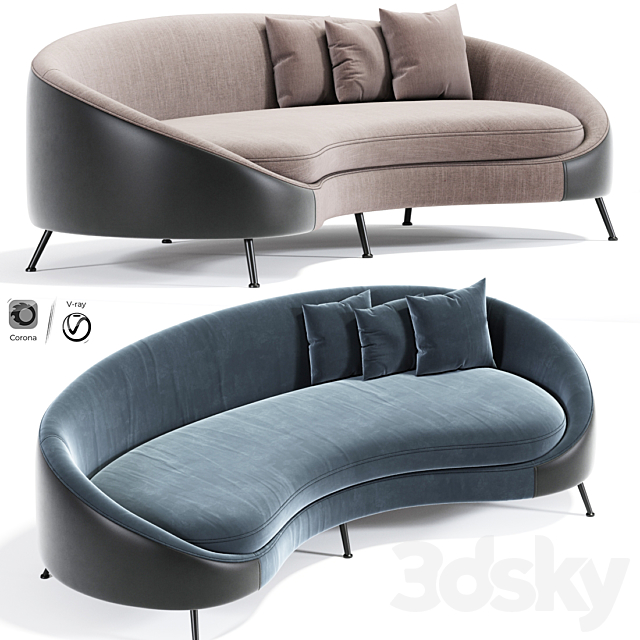 Lounge Curved Sofa 4-Seater 3DSMax File - thumbnail 2
