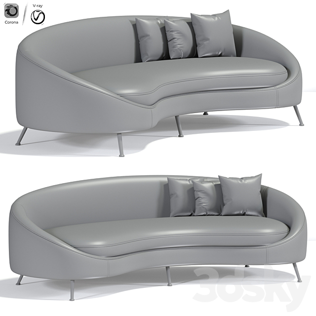 Lounge Curved Sofa 4-Seater 3DSMax File - thumbnail 3