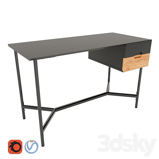 Writing desk with 2 drawers LORA 3DSMax File - thumbnail 1