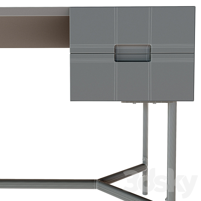 Writing desk with 2 drawers LORA 3DSMax File - thumbnail 3