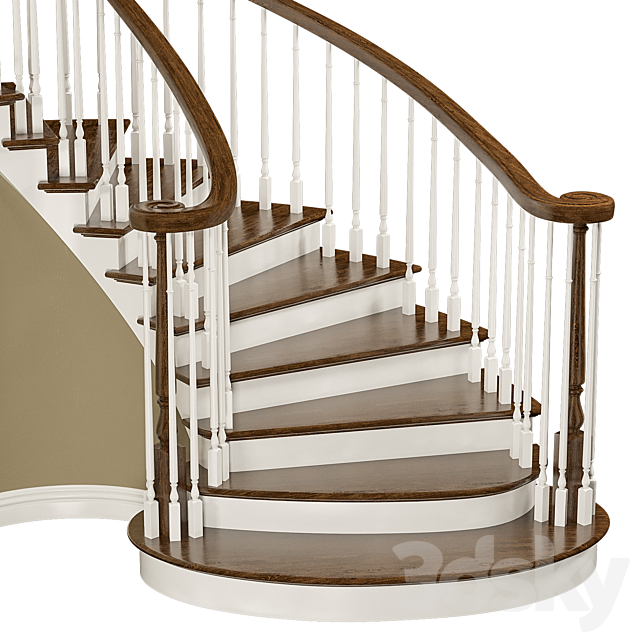 Classic style staircase 3d