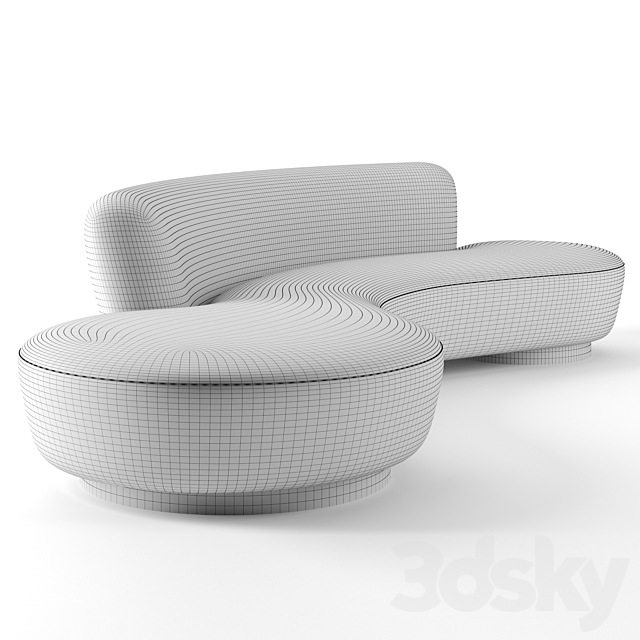 Serpentine Sofa by Vladimir Kagan 3d